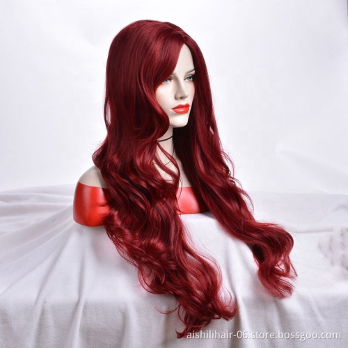 The long  synthetic hair  of the best-selling red solid wave is sent to women